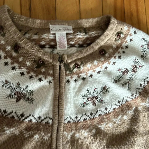 Carrol reed wool blend full zip  cardigan sweater - Picture 2 of 6